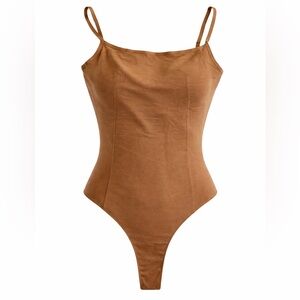 SKIMS Sheer Sculpt Low Back Thong Bodysuit Women  Size 3X Honey Beige Brown NEW